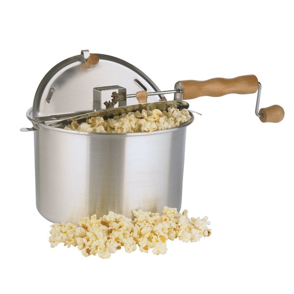 Wabash Valley Farms Whirley Pop Aluminum Stove Top Popcorn Popper 16.5 in. 6 qt Silver 25008-N - main